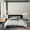 Ensembles de literie Style moderne gris blanc marbre imprimé housse de couette 100% coton ensemble doux Comy drap de lit taies d'oreiller pleine taille famille taille literie