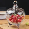 Recipientes de armazenamento Tanque de armazenamento transparente de doces de vidro europeu com tampa tigela de frutas caixa de tempero chá pode cinzeiro9908521