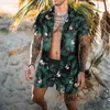Survêtements pour hommes Survêtement pour hommes Mode Hommes Chemises Ensembles Streetwear Léopard Imprimer Chemise à revers à manches courtes Shorts de plage Costumes hawaïens 2