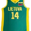 NikivipカスタムレトロJonas Valanciunas＃14 Lithuania LietuvaチームバスケットボールジャージーステッチグリーンサイズS-4XL NAME番号トップ品質ジャージ