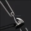 Pendant Necklaces Pendants Jewelry Ornament Hip Hop Necklace Stainless Steel Axe Cross-Border Titanium Orc Chain Menpendant Drop Delivery