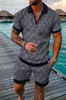 Men's Tracksuits Men's Piece Suit Beach Men's Hawaiian Activewear Short Sleeve Zip Shirt Shorts Set Casual StreetwearMen's
