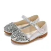 Jgvikoto Mary Janes Girls Shoes с стразами модные принцесса сладкие антискидные мягкие детские квартиры детские блеск вечеринка 220525