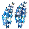 Adesivi murali farfalle decorazioni per la casa Adesivo farfalla 3D multicolore a doppio strato 12 pezzi / lotto per la decorazione del soggiorno