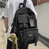 2023 حقائب ظهر للمدرسة سوداء نايلون نايلون Bagpack أنثى مضاد للسرقة وحدات الظهر عارضات سيدة سفر على الظهر الكورية الظهر حزمة Preppy Girls Schoolbag Mochila