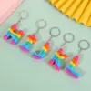 Push Fidget Toys Hairy Furry Alphate Letter Simple Key Chain Keyring Rainbo