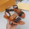 Designer Women Elegant Calf Leather Latest Academy Sandals Outsole Lady Girl Slides Metallic Laminate Leather Sandals Summer Beach Wedding Shoes NO363