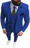 Royal Blue Wedding Tuxedos 2020 Fashion Groom Outfit Classic Fit Peaked Lapel Prom Party Dinner Mens Passar 3 Piece Suit (Jacka + Vest + Byxor)