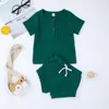 Kledingsets Baby Boy Summer Deset Set korte mouw T-shirt shorts 2022 Geboren meisje outfits kinderen peuter pyjama's gebreide baby's