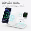 Trådlös laddare Dock Multifunktionell station 15W 3 i 1 en vikbar bärbar snabb laddstationer Dock Magnetic Phone Holder Qi Chargers Stand med nattljus