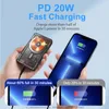 파워 뱅크 자기 무선 PD 20W 빠른 충전 10000mAh 투명 커버 플레이트 USB iPhone 13/12 전화 케이스 용 휴대용 소스