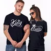 3d Casais personalizados camiseta moda rei e rainha street estilo 2 pec tshirts homem mulher casual tee de tamanho 6xl por atacado 220616