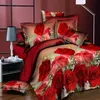 Ensemble de literie Textile à la maison meulage draps 3D 4 ensembles de couvre-lit de teinture d'impression Active couette en duvet surdimensionné literie rouge doux 223473592