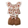 Clothing Sets Summer Born Toddler Baby Girls Clothes Set Boho Infant Cute Outfit Ruffle Short Sleeve Top Shorts Girl ClothesClothing