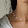 Nischdesign Oregelbunden naturlig sötvatten Pärlhalsband 925 Silver Retro Franska Clavicle Chain Fashion Versatile Jewelry Gift