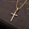 Hängsmycke Halsband Modig Enkel Golden Silvery Crystal Jesus Cross Necklace Mäns Kvinnors Par Retro Personliga Smycken Gif
