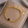 DIEYURO 316L Rvs Fashion Link Chain Bangle Armband voor Vrouwen Prachtige Goud Kleur Armband Sieraden Meisje Gift 220808