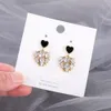 Women's Black Rhinestone Love Stud Earrings Female 2022 New Trendy Korean Temperament Earring Jewelry Pendants