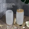 ABD Deposu 12oz 16 oz Tumbler süblimasyon cam bira kupaları bambu kapaklı saman diy boşluklar buzlu temiz şekilli tumbler bardaklar ısı transfer kokteyl