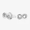 Authentic 925 Sterling Silver Sparkling Infinity Stud Earrings Cute Women Party Jewelry with Original box for Pandora small earrings