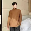 IEFB Koreaanse stijl veelzijdige Turtleneck kraag Donkere streep ademende Long Sleeve Inner T-shirt 2022 Nieuwe solid color tops 9y8781 T220808