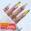 Faux ongles 2022 bricolage longueur moyenne ballerine conception de couleur rouge chaud avec motif de coeur artificiel faux 24 pièces Prud22