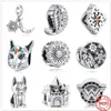 925 Sterling Silver Dangle Charm Dieu Égyptien Chat Château Fleur Pendentif Perles Perle Fit Pandora Charms Bracelet DIY Bijoux Accessoires