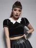 Women's Blouses & Shirts Vintage Gothic Blouse Women Dark Fashion Street Black And White Contrast Color Bat-neck Short-sleeve Top Women'