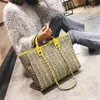 2022 New Luxury Brand Canvas Leather Hobo Handbag Women Fashion Trendy Shopping Bag Beach Bag Classic Woody Tote Bags Y2k