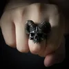 Cluster Rings Unique Silver Color 316L Stainless Steel Ring Horned Devil Evil Skull Mens Womens Punk Biker JewelryCluster Wynn22