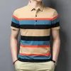 Camisas de pólo masculinas Marca de alta qualidade 95% algodão bordado de golfe masculino listras de moda machos tops de verão roupas de manga curta 220524