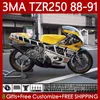 Zestaw owiewek do YAMAHA TZR-250 TZR250 TZR 250 R RS RR 88 89 90 91 karoseria ABS 115 nr 41 YPVS 3MA TZR250R TZR250RR 1988 1989 1990 1991 TZR250-R 88-91 żółty biały MOTO ciała