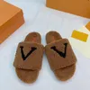 Fashion Fur Slipper voor vrouw designer wollen glijbaan comfortabel warme platte hak pluche luxueuze letter muilezel winter schuifregelaars schoenen