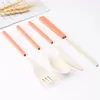 Wheat Straw Cutlery Set Portable Multicolor Storage Box Knife Fork Spoon Chopsticks Travel Eco-friendly Cutlery Inventory Wholesale