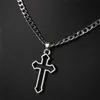 Hänghalsband Vintage Dark Gothic Hollow Cross Chain Halsband för Kpop Cool Harajuku Street Egirl Men Women Punk Halloween Jewelry N01PE