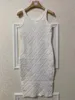 활주로 드레스 디자이너 럭셔리 여성 드레스 3D 구호 레터 드레스 하이 Qualiy 패션 니트 짧은 슬리브 스탠드 칼라 레이디 카디건 점퍼 의류 8styles 및