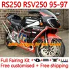 طقم Fairings لـ Aprilia RSV250RR RS-250 RSV250 RS RSV 250 RSV-250 95-97 158NO.20 RS250RR RS250 RR 1995 1996 1997 RSV250R RS250R 95 96 97 Motorcycle Bodys Gray Black