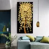 Abstract Golden Leaves and Money Tree Oil Painting on Canvas Posters and Prints Wall Art Pictures for Living Room Cuadros Decor