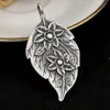 Pendant Necklaces Fashion Retro Cupronickel Silver Plated Necklace Tree Leaf Carving Pattern Sweater Chain For Charms Lucky JewelryPendant