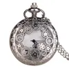 Pocket Watches Fashion Hollow Gear Black Bronze Shilver Quartz Watch Pendent Necklace Chain Clock Reloj de Bolsillo CF10368774915