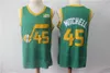 Maglia da basket da uomo Donovan Mitchell 45 Rudy Gobert 27 Tutta cucita per gli appassionati di sport Puro cotone traspirante Blu navy Viola Bianco Nero Giallo Verde Viola Squadra