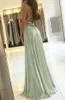 2022 Sexy correas espaguetis vestidos de dama de honor lado dividido largo menta verde dama de honor vestidos más tamaño vestido de fiesta BC9791 B0408