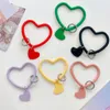 Doce cor amor coração pingente pendurado chaveiro chaveiro pulseira de silicone macio cordão cinta anti-perdido