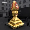 Opblaasbare mysterieuze oude Egyptische koningin standbeeld replica 4m gouden lucht blaas Medusa Head Sculpture op met oogtotems voor paradeshow