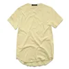 ZSIIBO TX135C t-shirt pour hommes t-shirt à balayage rond étendu ourlet incurvé longue ligne hauts Hip Hop urbain blanc Streetwear 220526