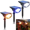 2w1 Solar Spotlights Outdoor Słoneczny Krajobraz Światła Wodoodporna Regulowana Lampa Ścienna Do Patio Pathway Yard Garden Driveway Pool