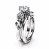 Wedding Rings Modyle 2022 Fashion Silver Color And Rose Gold Flower Ring Set For Woman CZ Stone Drop Rita22
