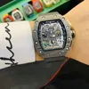 watch Date Richa Milles's Same Barrel Temperament Luminous Mens Carbon Fiber Large Dial Mechanical Watches Hollow Out Watch