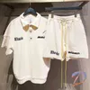 Rhude Polo con risvolto a metà abbottonatura Pantaloncini con coulisse albicocca Tuta casual estiva da uomo T-shirt firmate da uomo T-shirt moda uomo