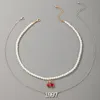 Luxur Pearl Stone Pärlagad halsband för kvinnor 1997 Brev söta körsbär Rhinestone -kedja Choker smycken presentkrage